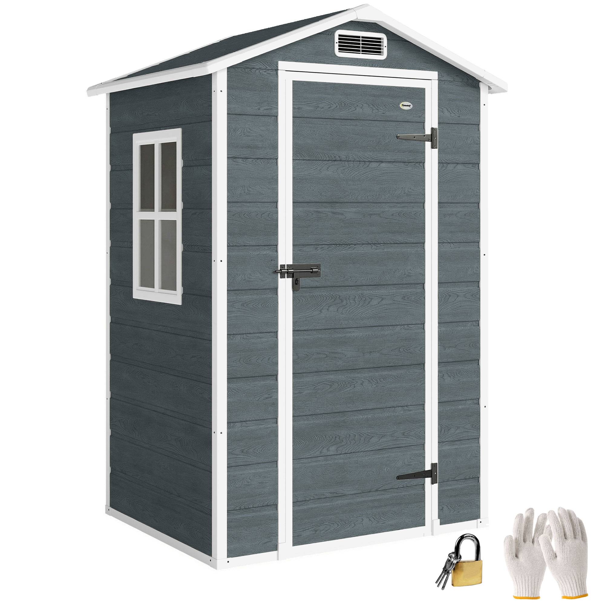 ComfortXL - Abri de jardin compact résine PP rangement extérieur 128x104x196cm gris vieilli - ComfortXL Outdoor Living - Image 1