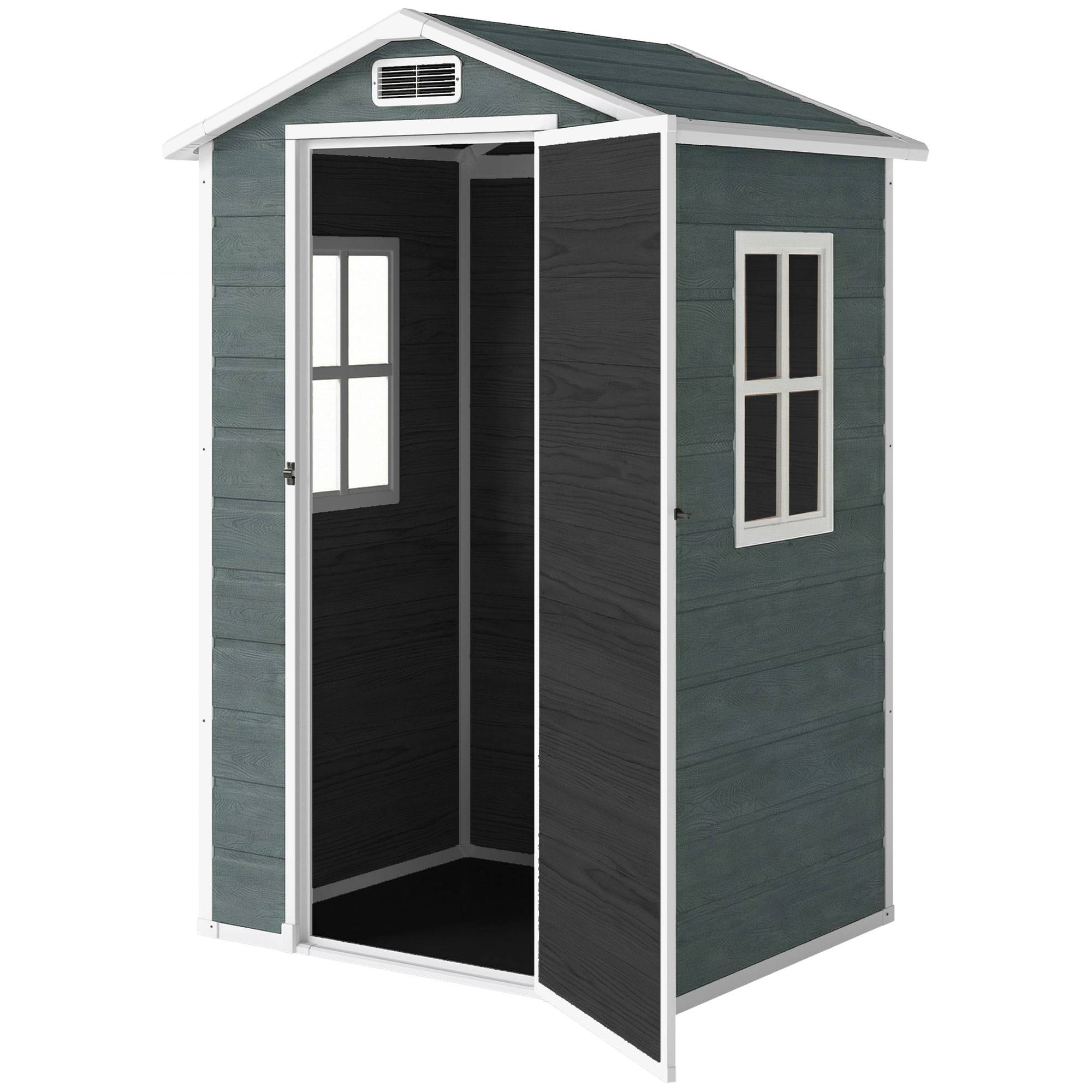 ComfortXL - Abri de jardin compact résine PP rangement extérieur 128x104x196cm gris vieilli - ComfortXL Outdoor Living - Image 2