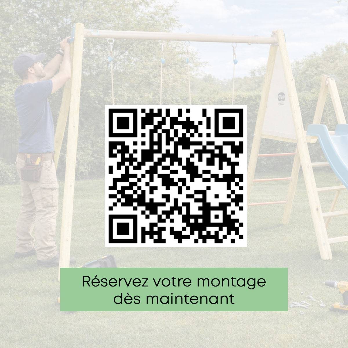 Trigano Jardin - Portique bois avec 2 balançoires + 1 plateforme avec toboggan + 1 siège face à face J-16595P4 Trigano Jardin - Imagen 5