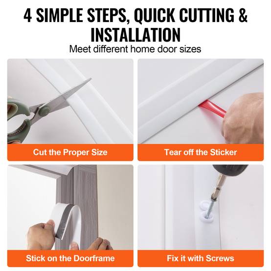 Vevor - VEVOR Joint porte garage 10m, étanchéité sup/latéral, TPE, adhésif, vis, blanc. - Image 6