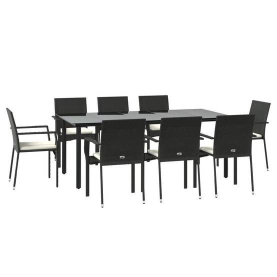ComfortXL - Table et 8 Chaises de Jardin Noir et Crème en Résine Tressée, Plateau en Verre 200cm – ComfortXL Outdoor Living - Image 3