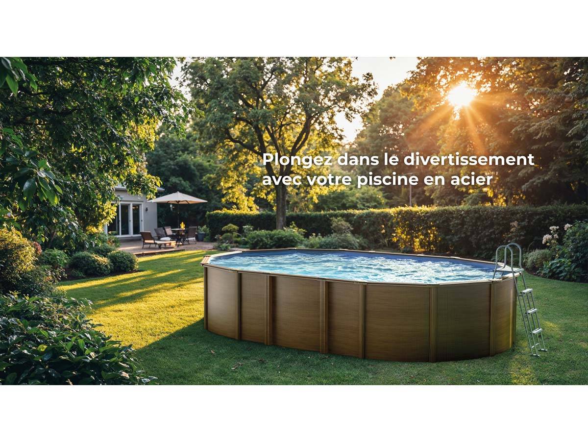 Gré - Piscine acier aspect bois Amazonia ovale 6,34 x 3,99 x 1,32 m - Gré - Imagen 3