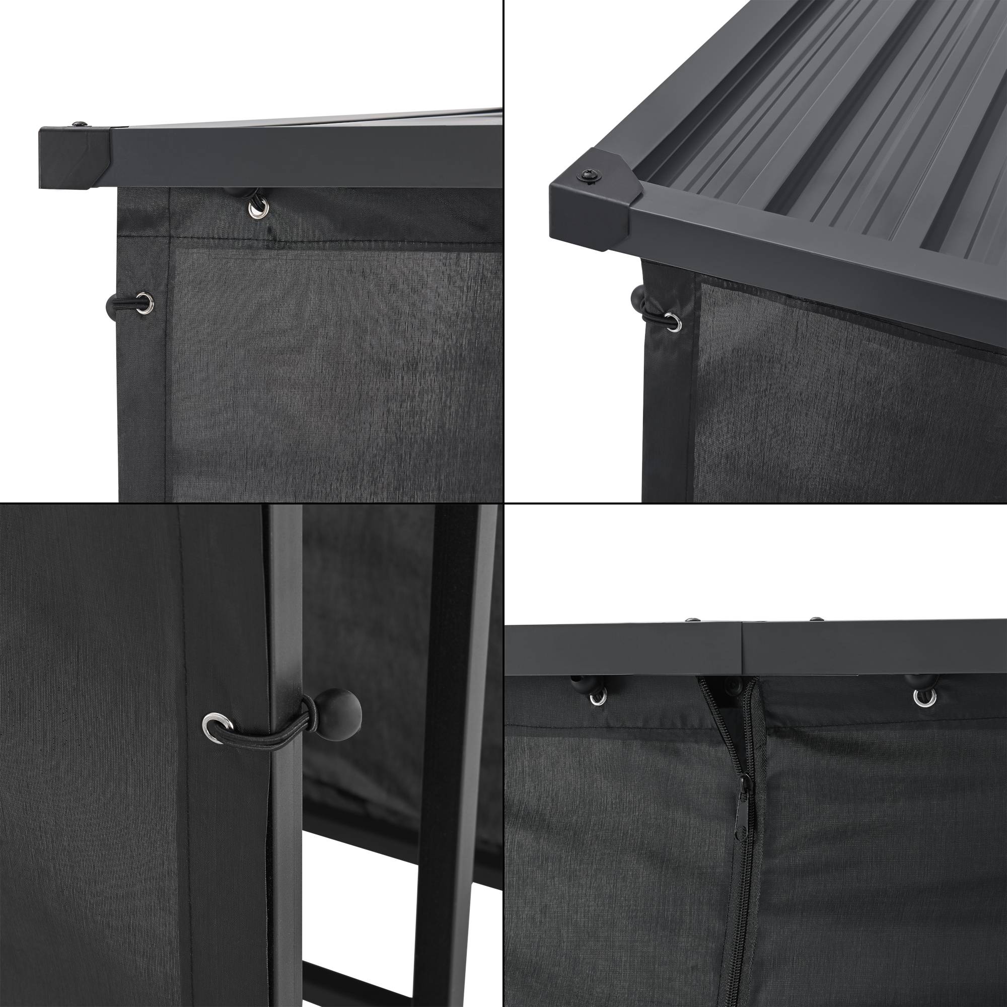 Casa.Pro - Leñera Yakutat con cubierta protectora 145 x 143 x 70 cm negro [casa.pro] - Imagen 7