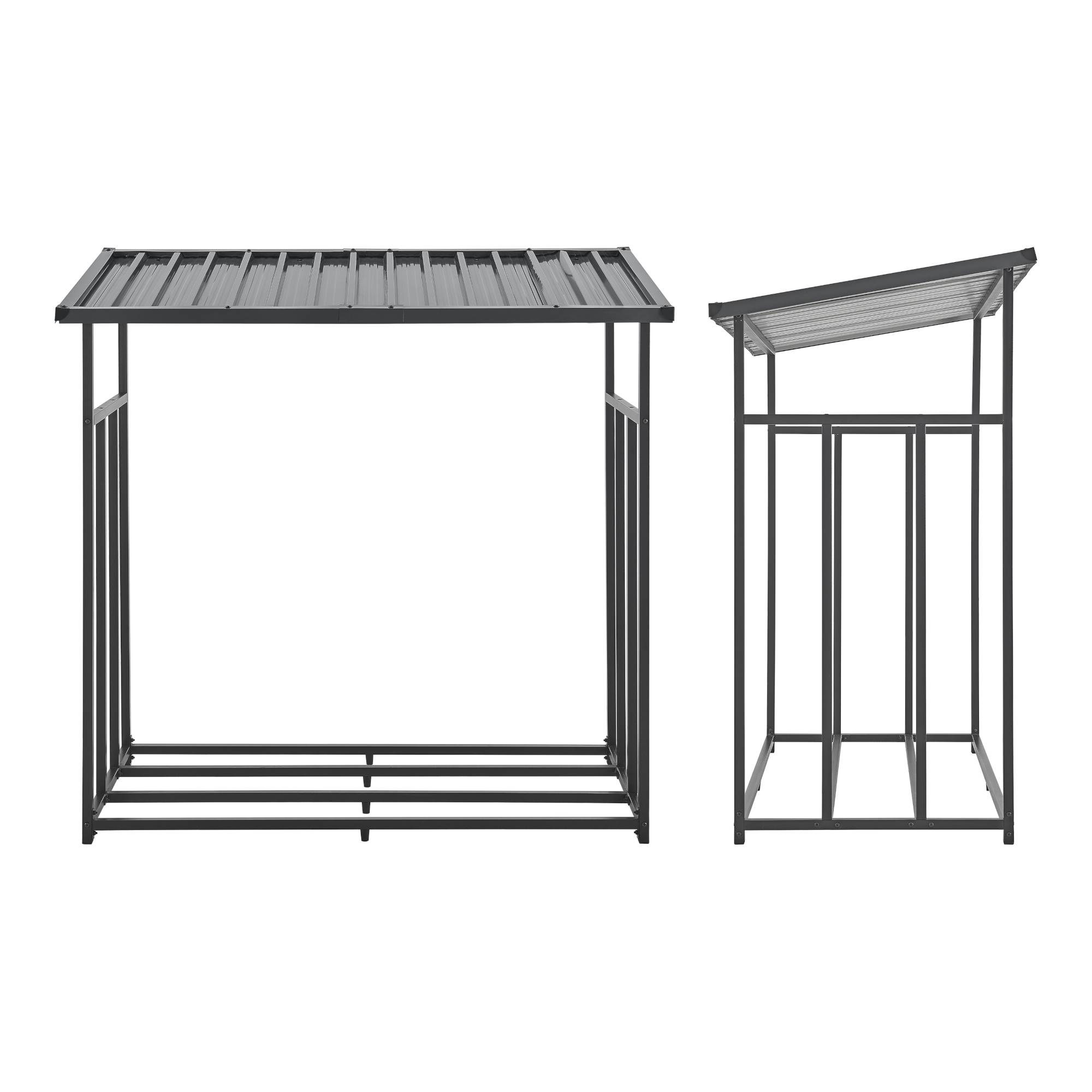 Casa.Pro - Leñera Yakutat con cubierta protectora 145 x 143 x 70 cm negro [casa.pro] - Imagen 5