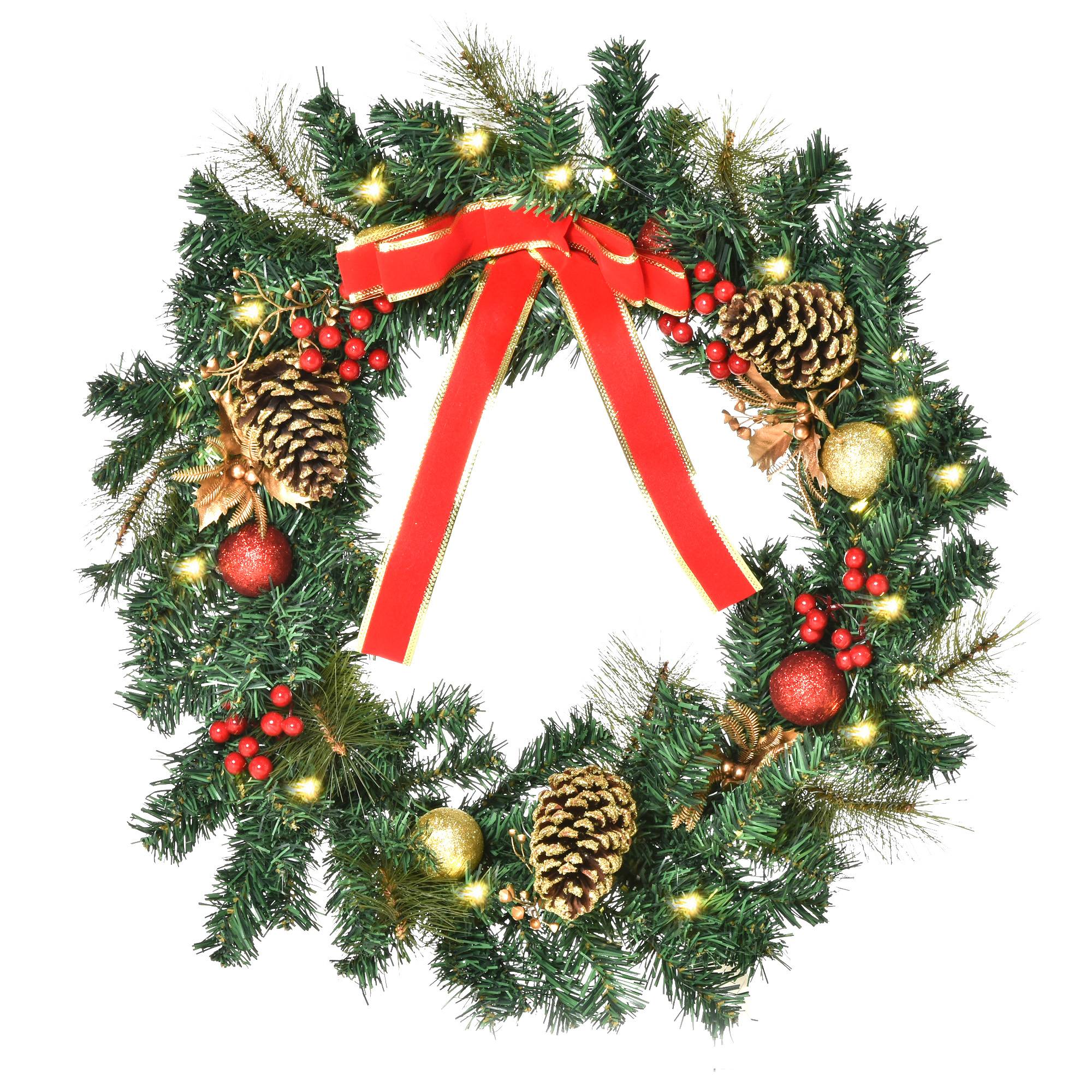 Sans Marque - Couronne de Noël lumineuse artificielle avec 20 LED de 60 cm - décoration de maison et puces d'épingle - Image 2