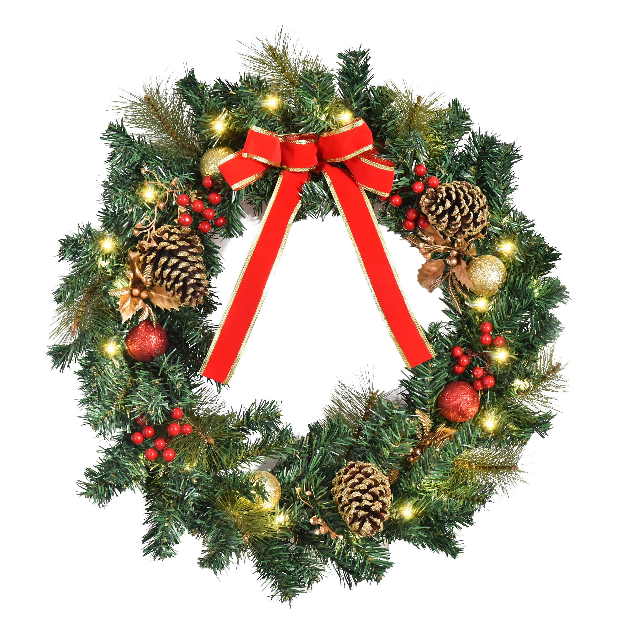 Sans Marque - Couronne de Noël lumineuse artificielle avec 20 LED de 60 cm - décoration de maison et puces d'épingle - Image 1