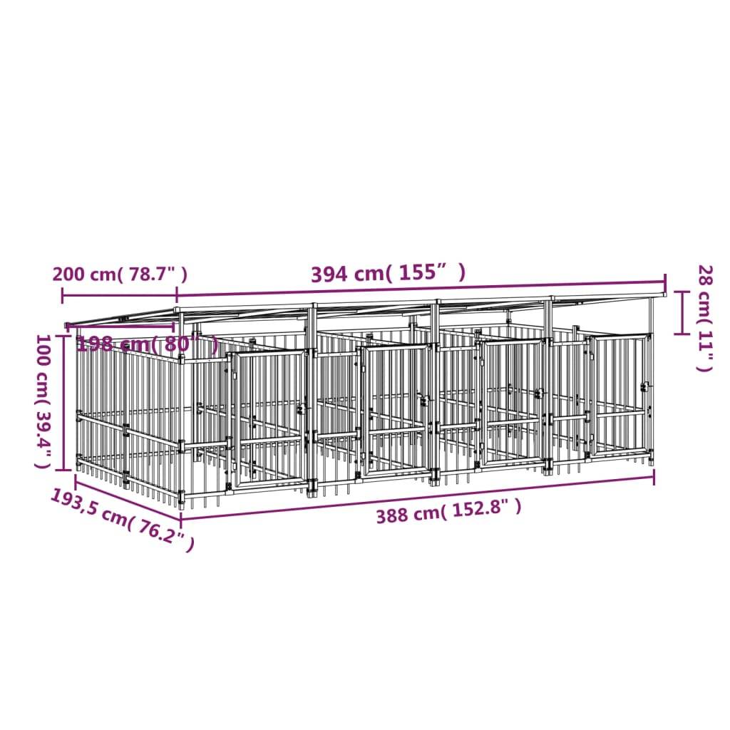Vidaxl - Chenil d'extérieur avec toit pour chiens Acier 7,51 m² vidaXL 3124591 - Imagen 3