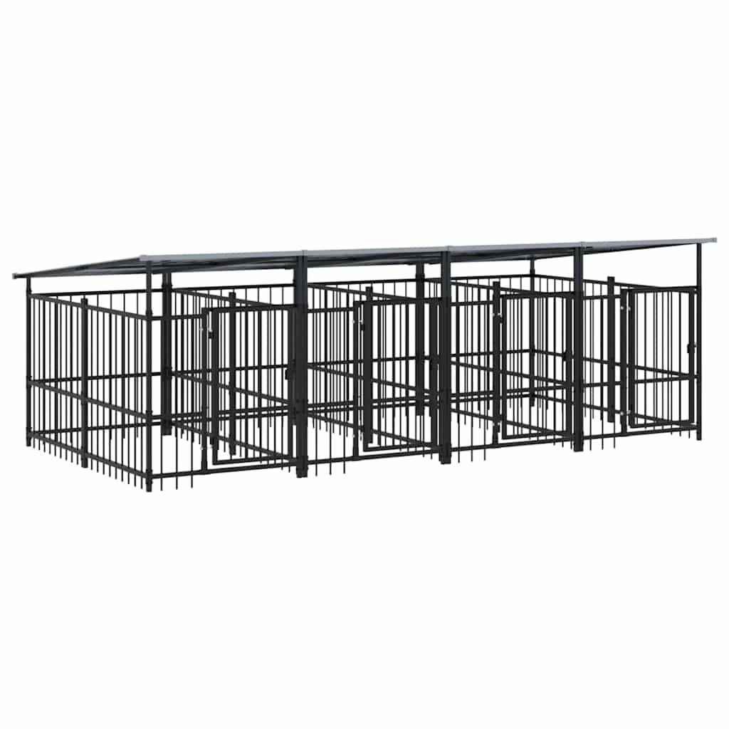 Vidaxl - Chenil d'extérieur avec toit pour chiens Acier 7,51 m² vidaXL 3124591 - Imagen 2
