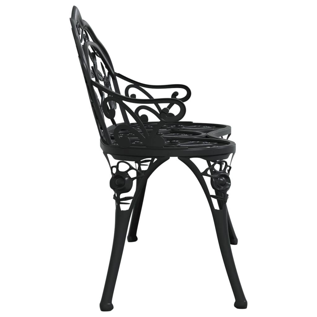 Helloshop26 - Banc de jardin meuble de patio d'extérieur terrasse 100 x 54 x 80 cm aluminium coulé noir - Imagen 3