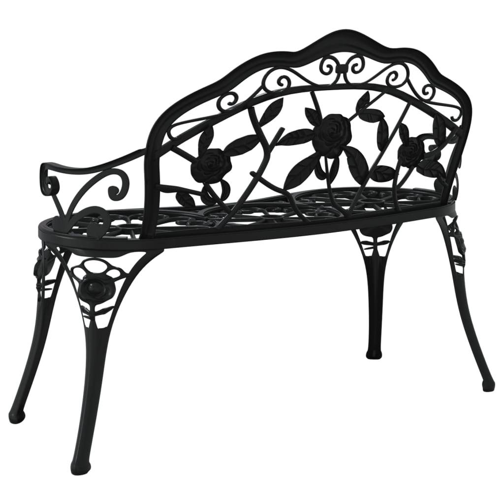 Helloshop26 - Banc de jardin meuble de patio d'extérieur terrasse 100 x 54 x 80 cm aluminium coulé noir - Imagen 4