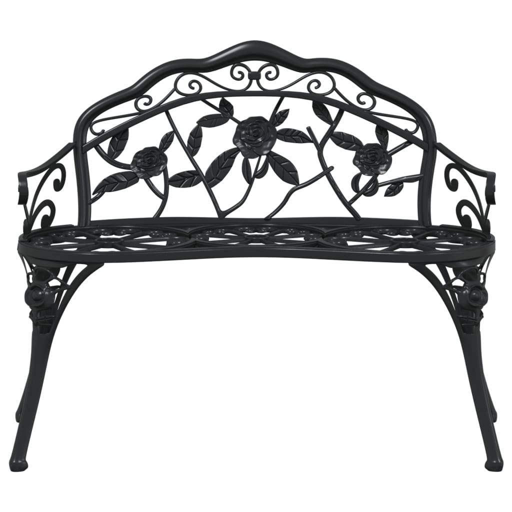 Helloshop26 - Banc de jardin meuble de patio d'extérieur terrasse 100 x 54 x 80 cm aluminium coulé noir - Imagen 2