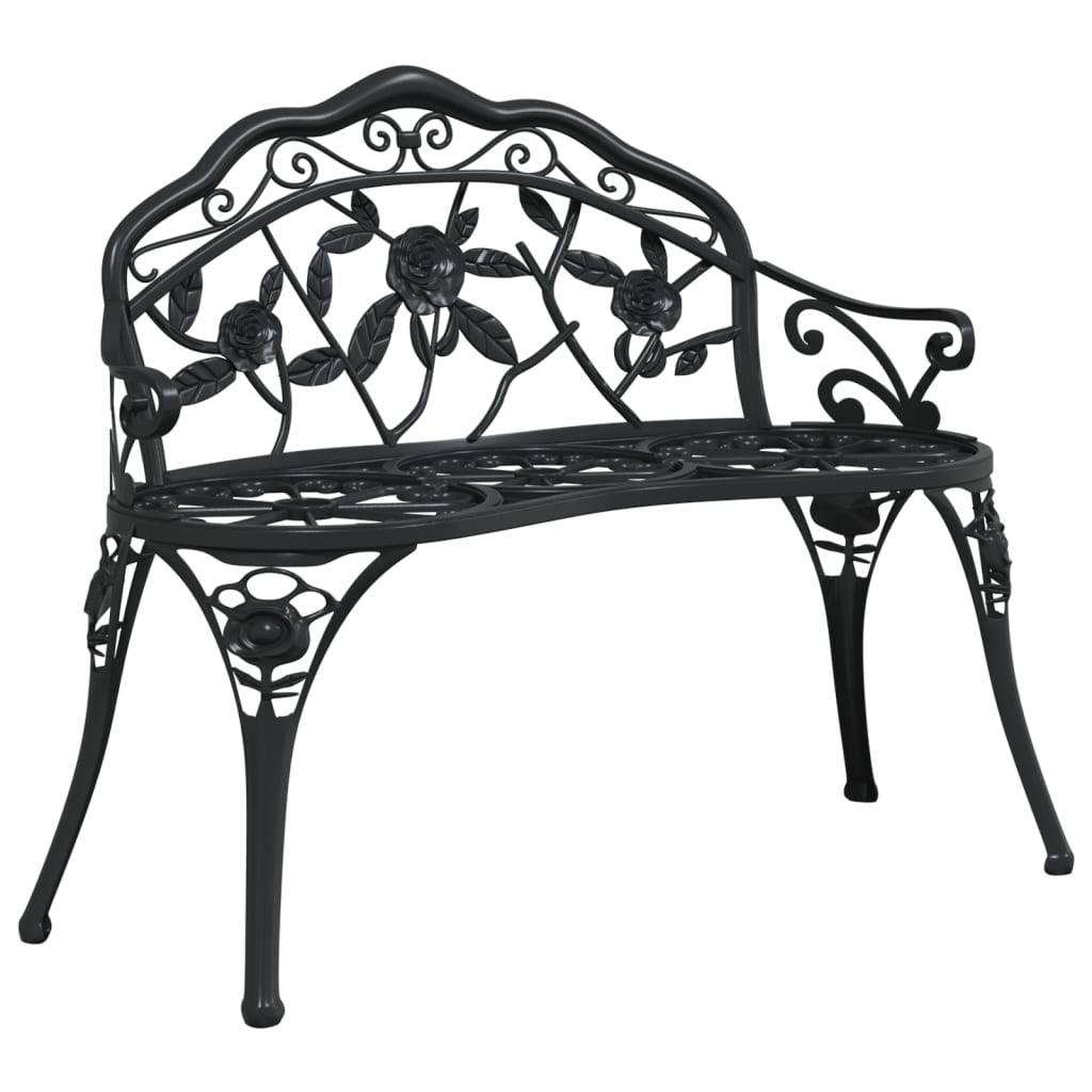 Helloshop26 - Banc de jardin meuble de patio d'extérieur terrasse 100 x 54 x 80 cm aluminium coulé noir - Imagen 1
