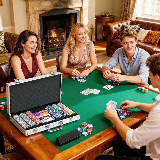 Mallette de Poker Coffret de Poker Complet, verrouillable, avec 300 jetons 2 Jeux de Cartes 3 boutons 1 Tapis en Feutre - Image 10
