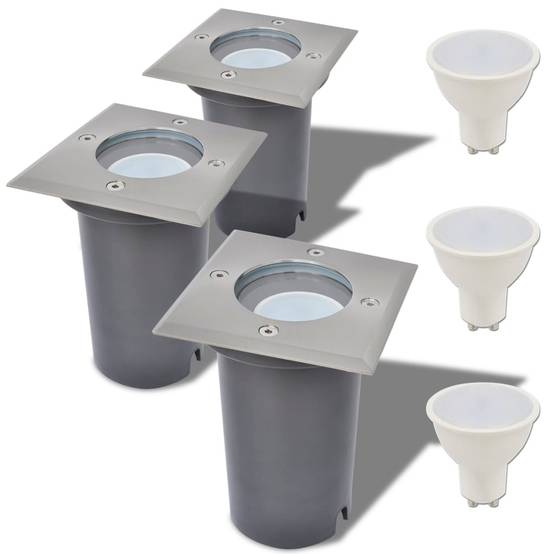 Lampe d'extérieur - Lampe de jardins au sol à LED 3 pcs carré - Image 2