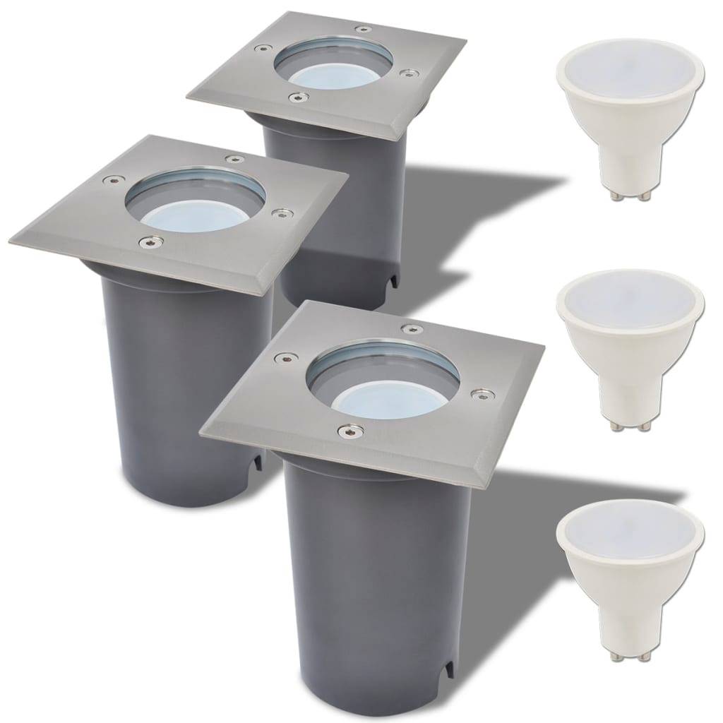Lampe d'extérieur - Lampe de jardins au sol à LED 3 pcs carré - Image 2