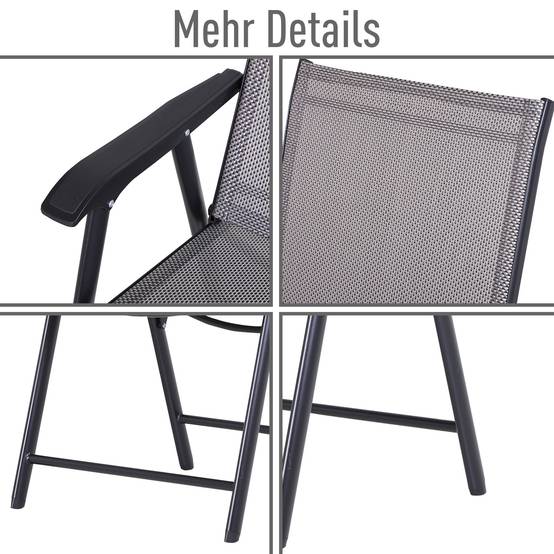 Lot de 2 chaises pliantes avec accoudoirs, chaises de camping et pêche en métal Gris, 58 x 64 x 94 cm - Image 7