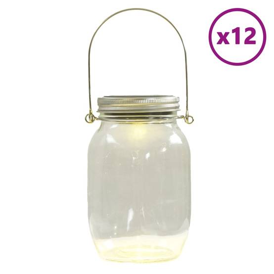Lampe d'extérieur - Lampe de jardin solaire en verre 12 pcs blanc chaud - Image 1