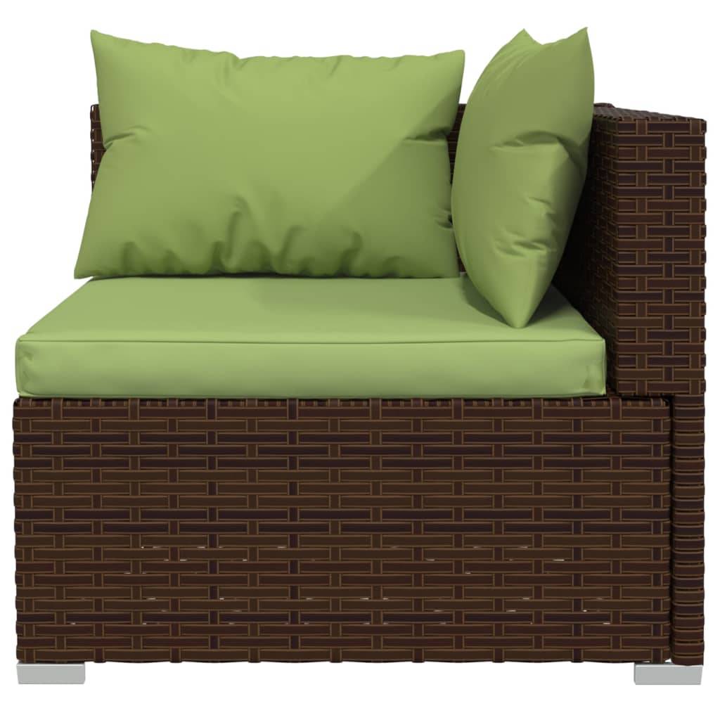 Helloshop26 - Salon de jardin meuble d'extérieur ensemble de mobilier 9 pièces avec coussins marron résine tressée - Imagen 5