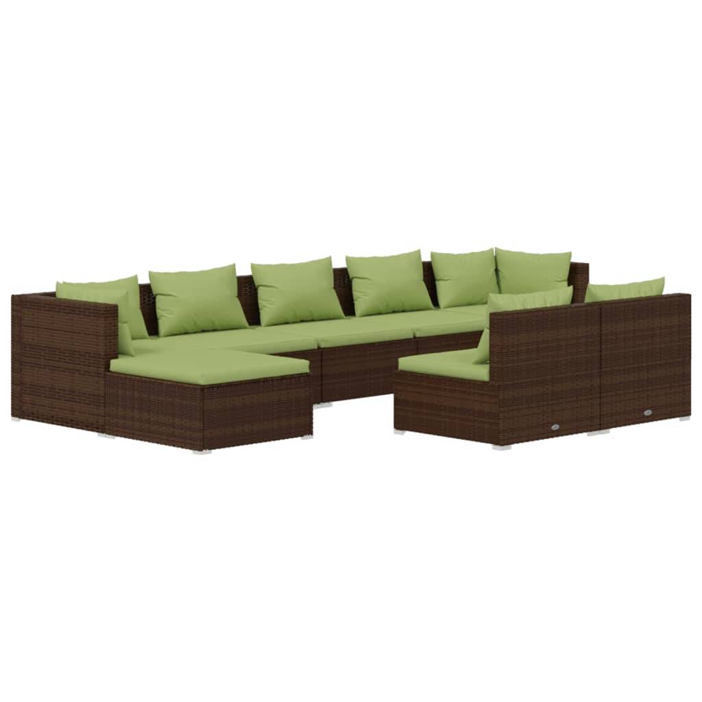 Helloshop26 - Salon de jardin meuble d'extérieur ensemble de mobilier 9 pièces avec coussins marron résine tressée - Imagen 1