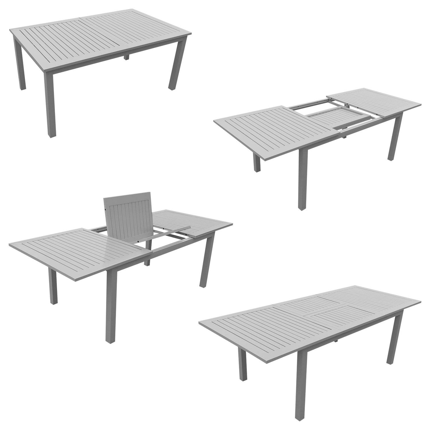 Happy Garden - Salon de jardin CAPRI extensible en textilène noir 8 places - aluminium gris - HAPPY GARDEN - Imagen 3