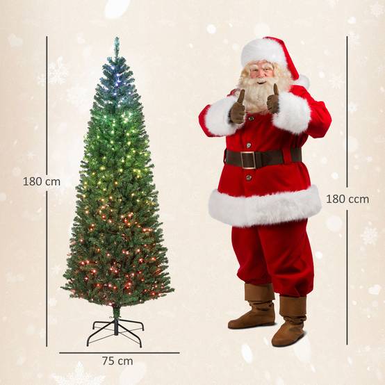 Sapin de Noël artificiel 180 cm, arbre de Noël, lumières LED synchronisées colorées et télécommande, 899 pointes, vert - Image 5
