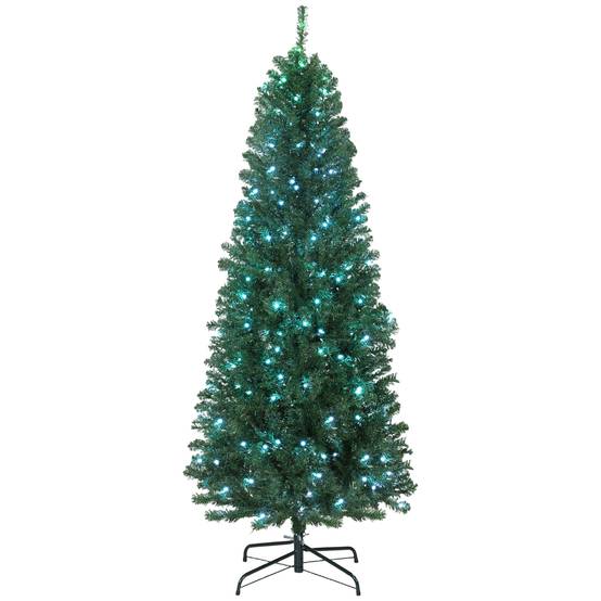 Sapin de Noël artificiel 180 cm, arbre de Noël, lumières LED synchronisées colorées et télécommande, 899 pointes, vert - Image 2