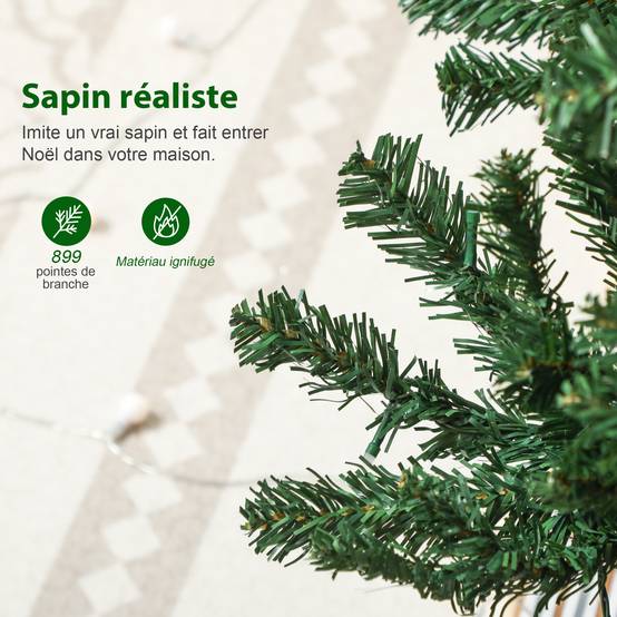 Sapin de Noël artificiel 180 cm, arbre de Noël, lumières LED synchronisées colorées et télécommande, 899 pointes, vert - Image 9