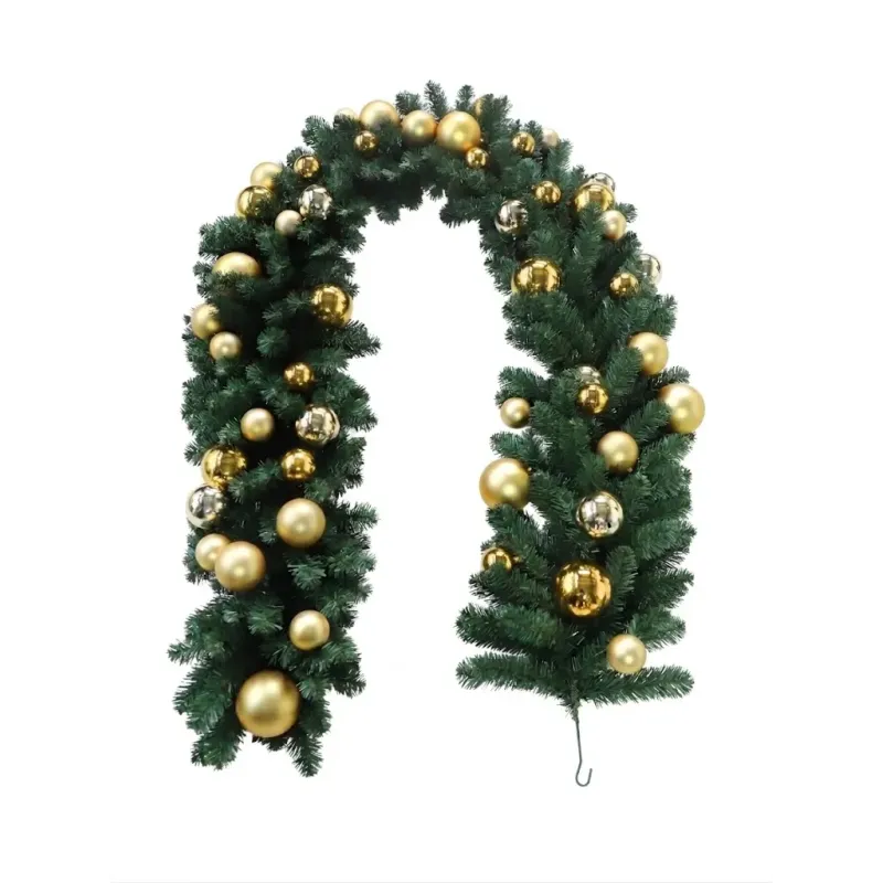 Guirlande sapin artificielle 270 cm verte 300 branches, 48 boules dorées - Image 4