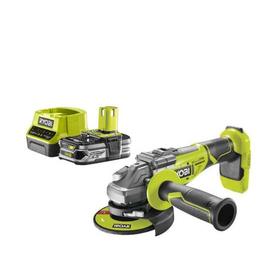 Ryobi - Pack RYOBI Meuleuse d'angle brushless 18V One+ R18AG7-0 - 1 Batterie 2.5Ah - 1 Chargeur rapide RC18120-125