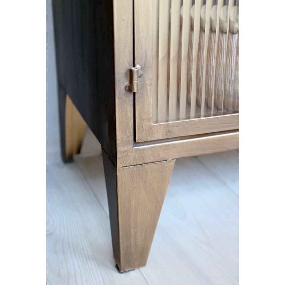 Chemin De Campagne - Armoire vitrine en fer laiton antique et verre 60 x 33 x 149.5 cm Chemin de campagne - Imagen 7