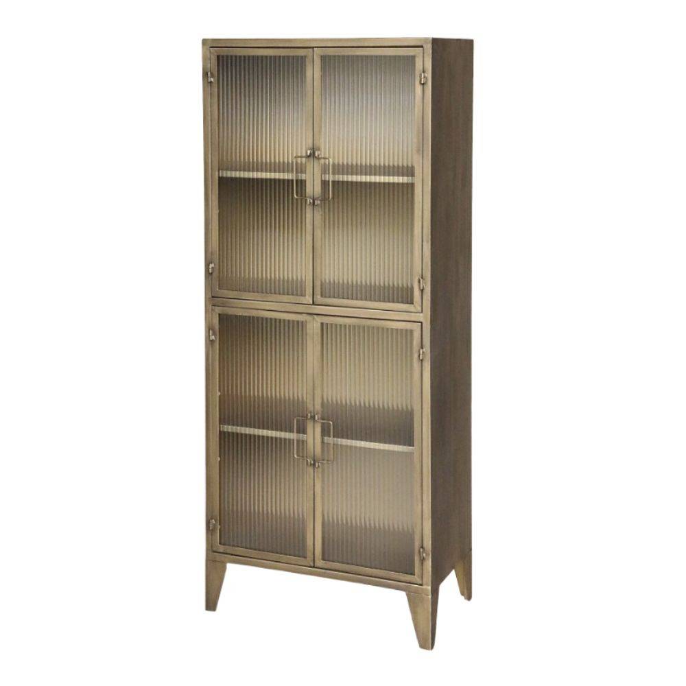 Chemin De Campagne - Armoire vitrine en fer laiton antique et verre 60 x 33 x 149.5 cm Chemin de campagne - Imagen 1