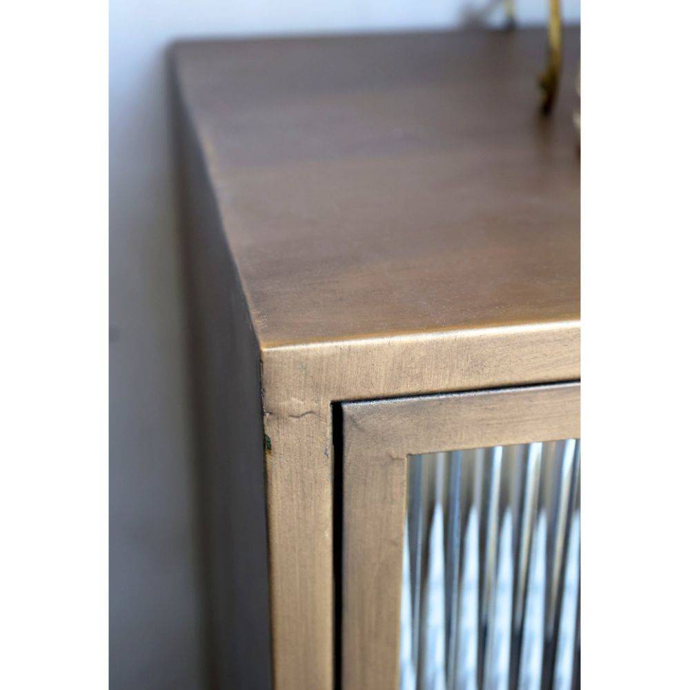 Chemin De Campagne - Armoire vitrine en fer laiton antique et verre 60 x 33 x 149.5 cm Chemin de campagne - Imagen 5