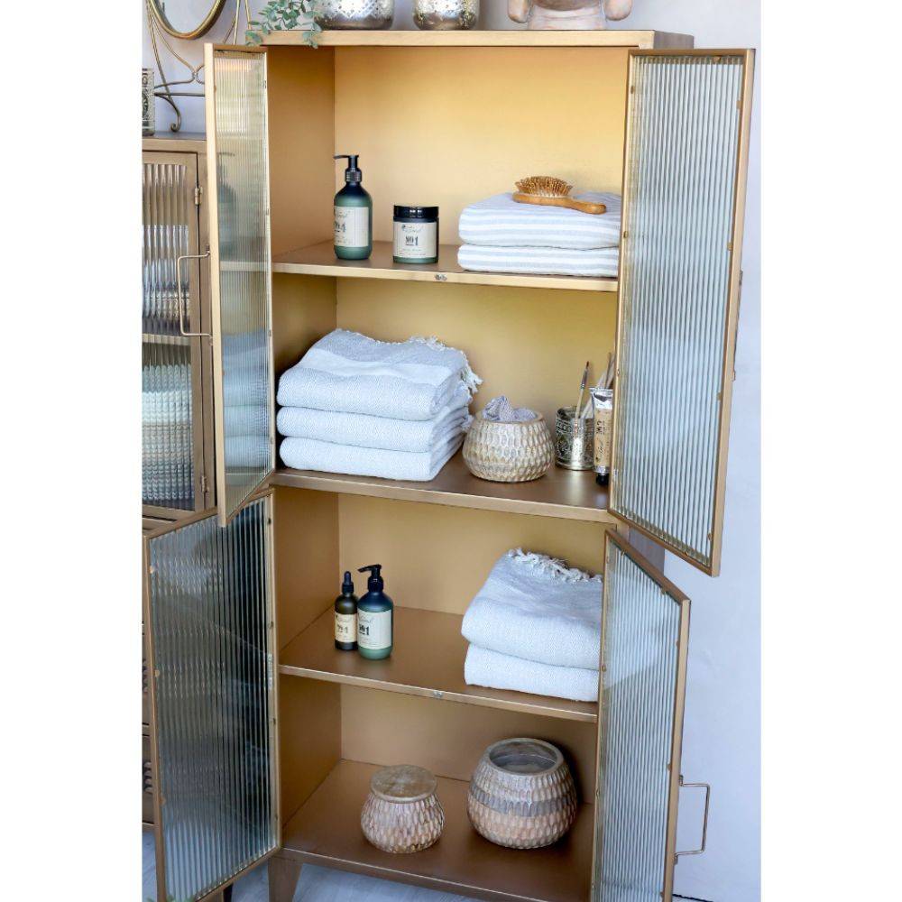 Chemin De Campagne - Armoire vitrine en fer laiton antique et verre 60 x 33 x 149.5 cm Chemin de campagne - Imagen 4