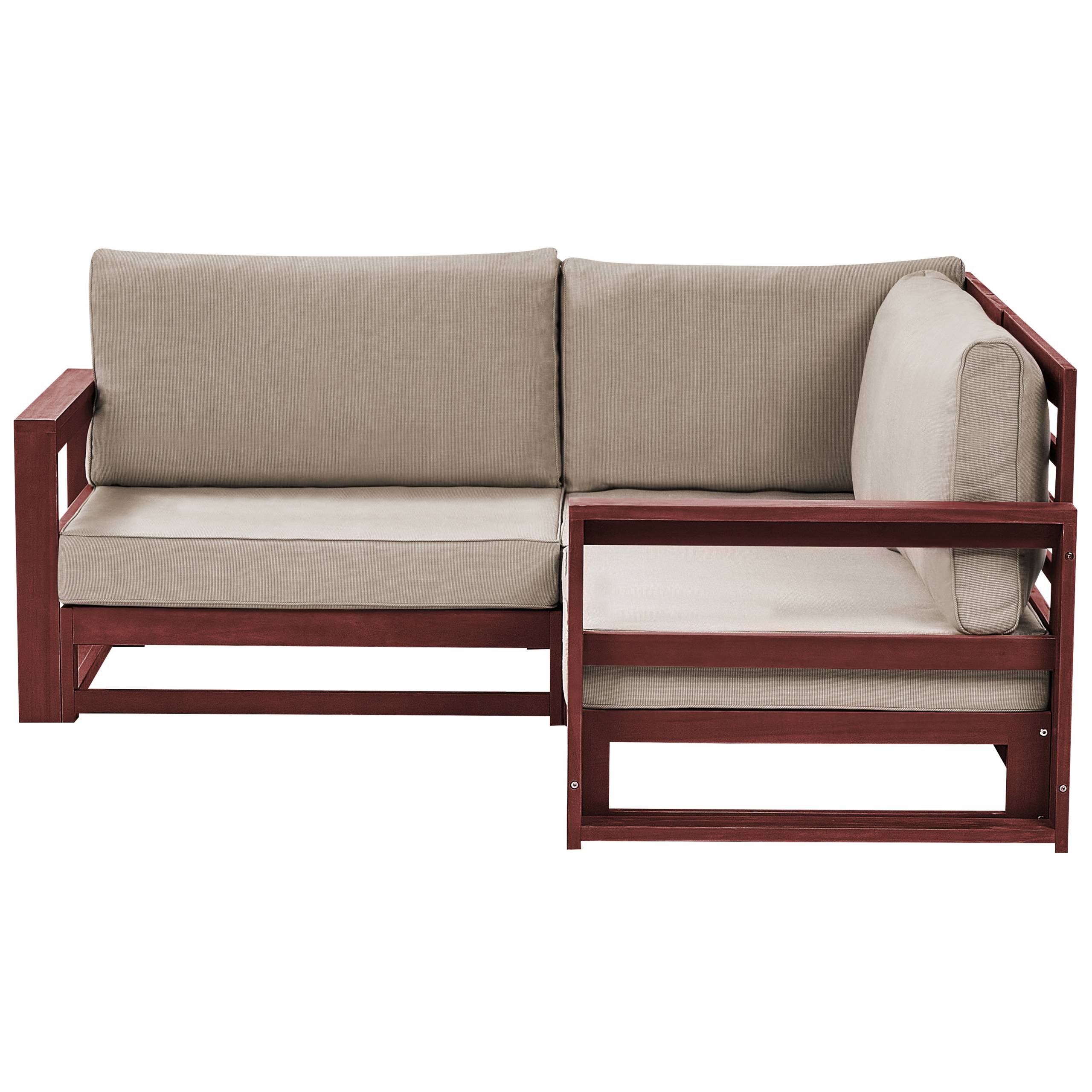 Beliani - Canapé de Jardin Acajou et Taupe en Bois d'Acacia Confort d'Assise Optimal avec Coussins pour Ensemble 2 Places Angle - Imagen 1