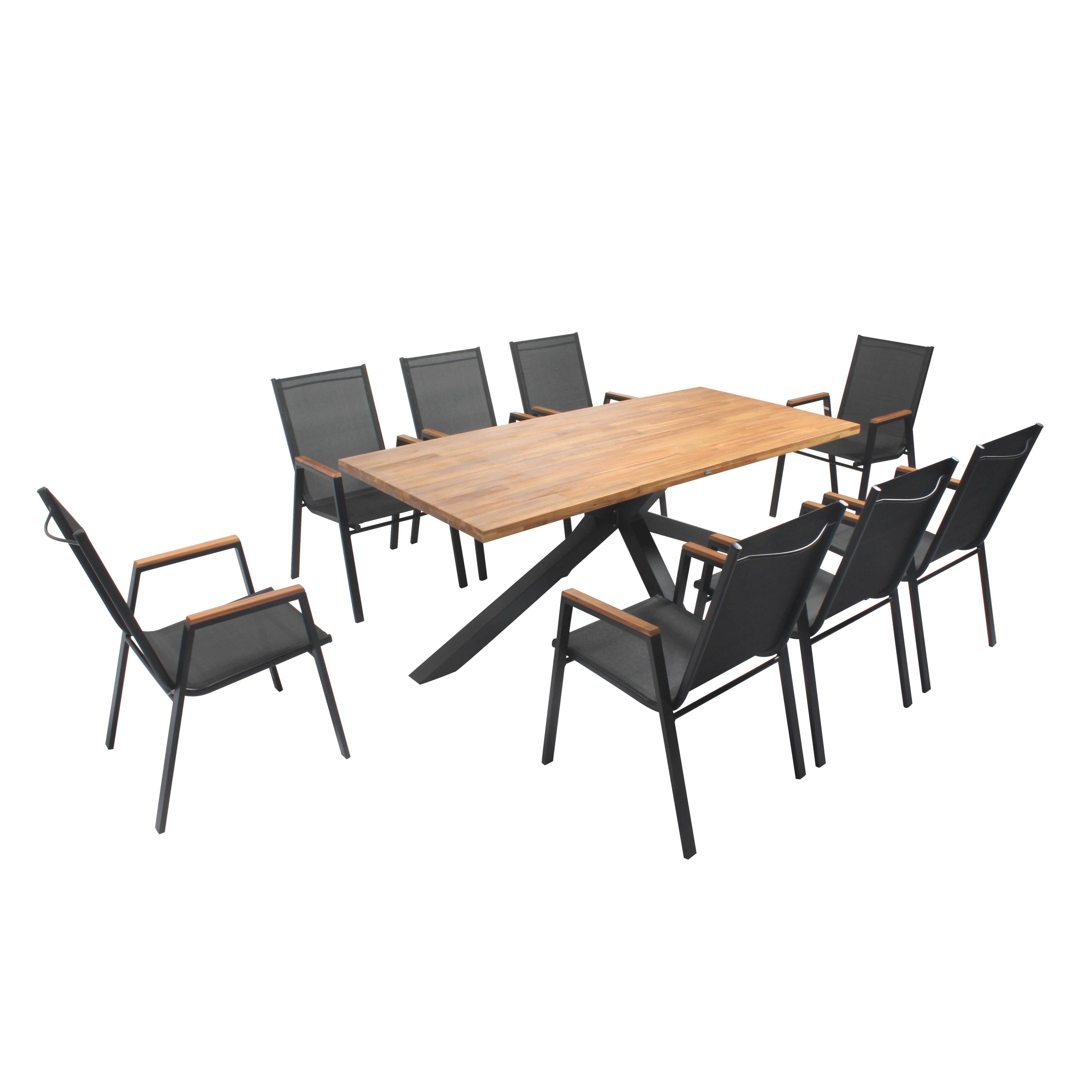 Oviala - Table de jardin en acacia et aluminium avec 8 fauteuils Stella - Oviala - Imagen 1