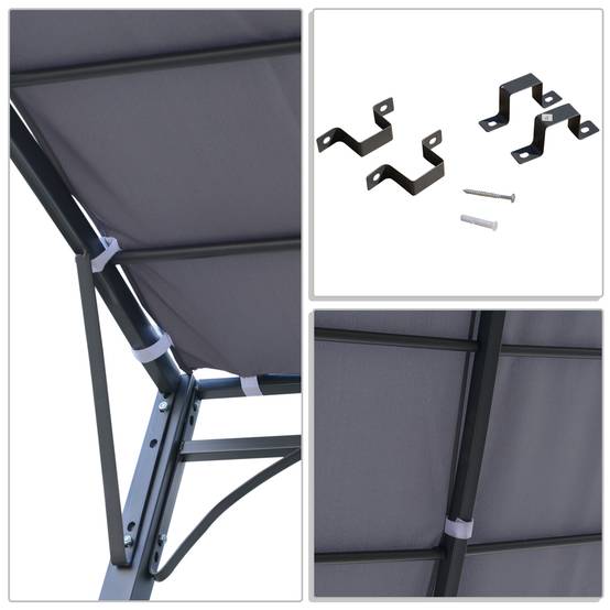 Outsunny - Pergola tonnelle adossable 3x3m imperméable anti-UV métal polyester gris - Outsunny - Image 9
