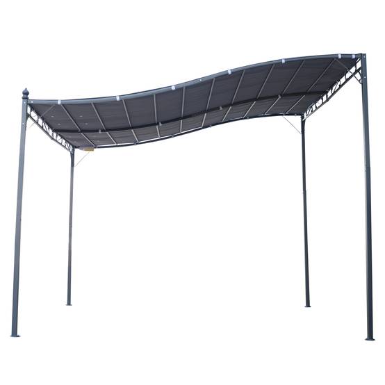 Outsunny - Pergola tonnelle adossable 3x3m imperméable anti-UV métal polyester gris - Outsunny - Image 4