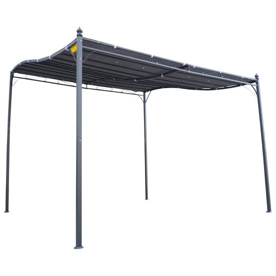 Outsunny - Pergola tonnelle adossable 3x3m imperméable anti-UV métal polyester gris - Outsunny - Image 5