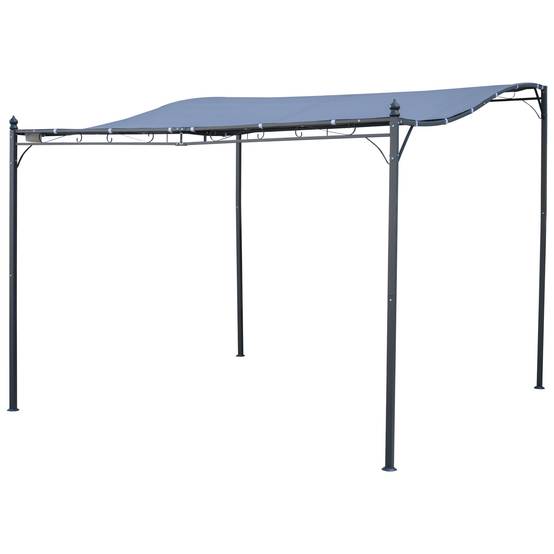 Outsunny - Pergola tonnelle adossable 3x3m imperméable anti-UV métal polyester gris - Outsunny - Image 6