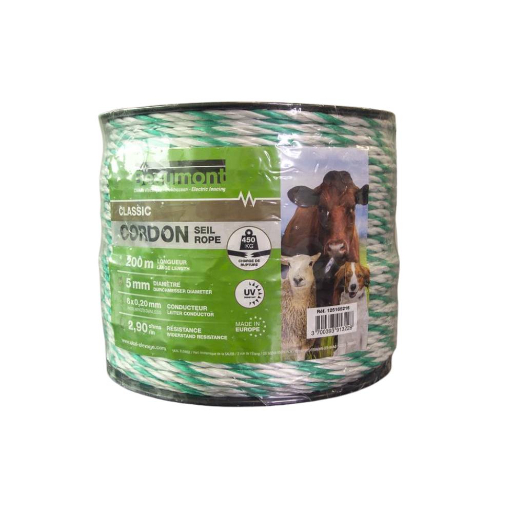 Beaumont - Cordon torsadé blanc et vert diamètre 5 mm 200 m CLASSIC - Imagen 2