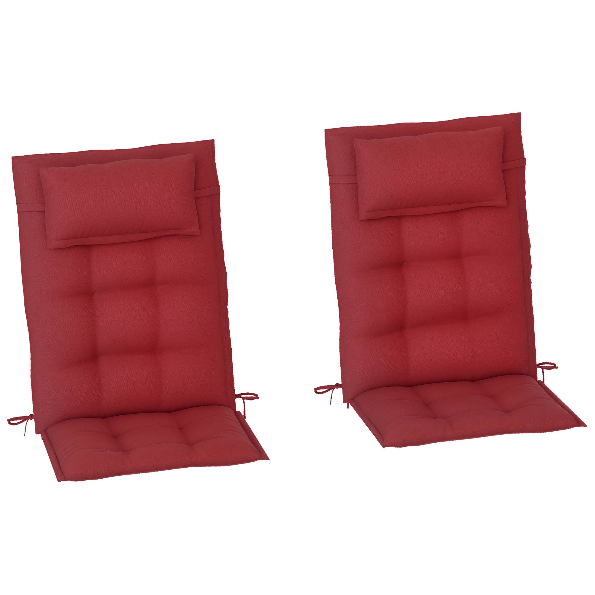 Lot de 2 coussins pour transats, déperlants, pour transats de jardin, 50 x 116 x 5 cm, bordeaux