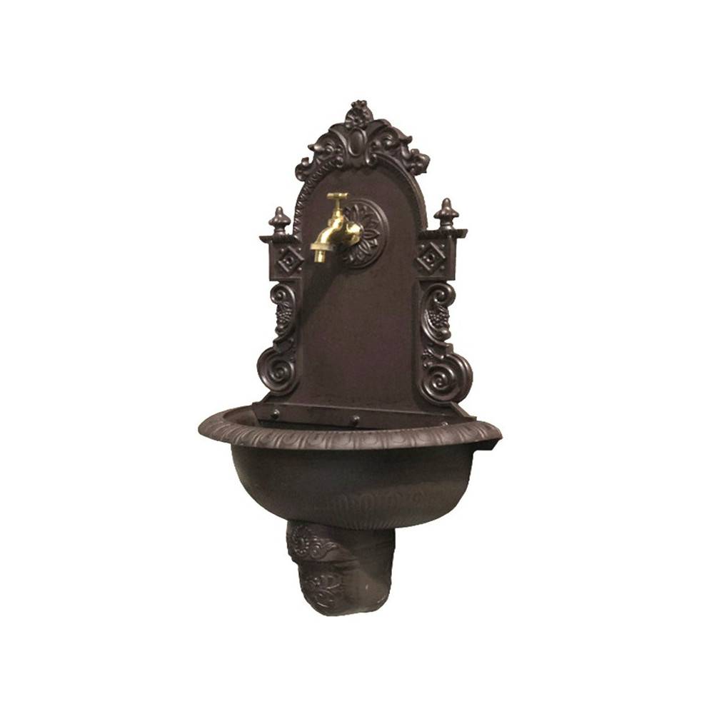 Fontaine de jardin murale extérieur fonte aluminium marron 75x44cm Chemin de campagne - Imagen 1