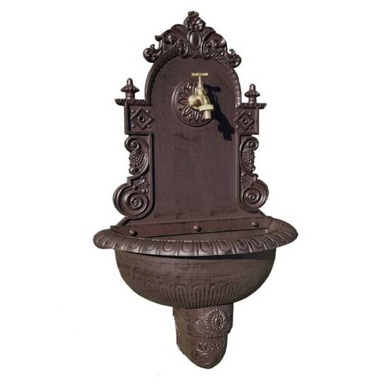 Fontaine de jardin murale extérieur fonte aluminium marron 75x44cm Chemin de campagne - Imagen 5