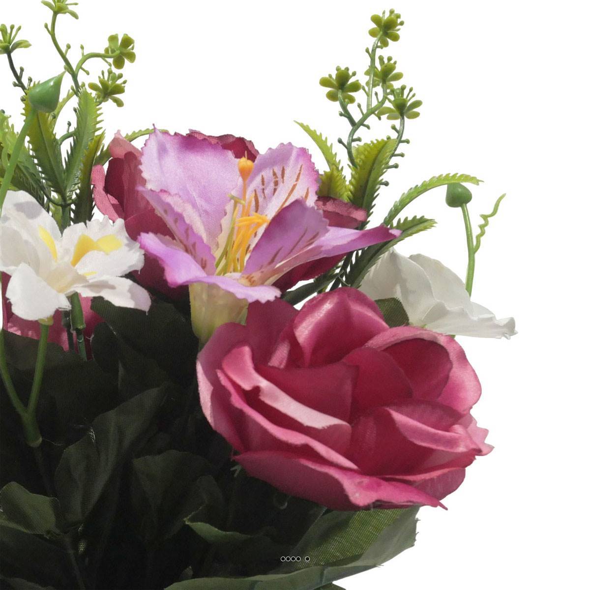 Artificielles - Pot pour les Tombes de Rose, Alstromeria et Orchidée artificiels pour la Toussaint Rose fushia - couleur: Rose fushia 730 - Imagen 3