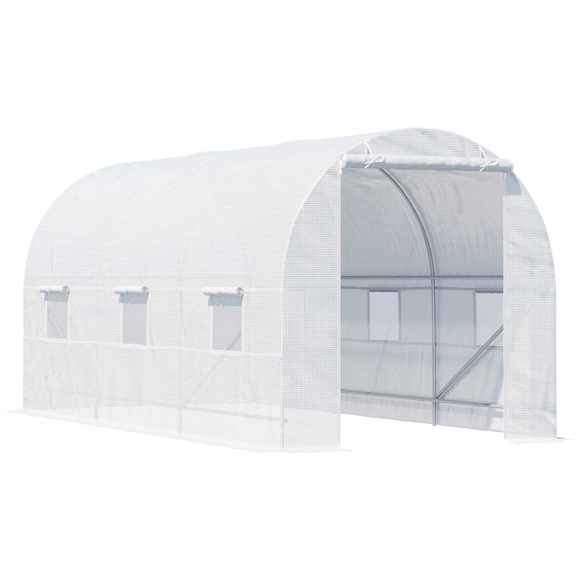 ComfortXL - Serre Tunnel de Jardin 9m² Acier PE Blanc 6 Fenêtres Aération 445x200x200cm - ComfortXL Outdoor Living - Image 2