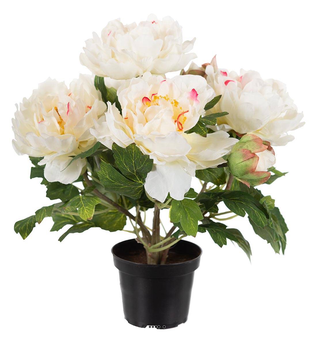 Artificielles - Pivoine artificielle en pot H 35 cm 4 fleurs et 2 boutons Blanc rose - couleur: Blanc rose - Imagen 1