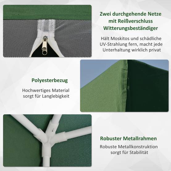 Tonnelle Jardin 3x3m avec Moustiquaire Acier Toile Verte Fêtes Extérieures - ComfortXL Outdoor Living - Image 5