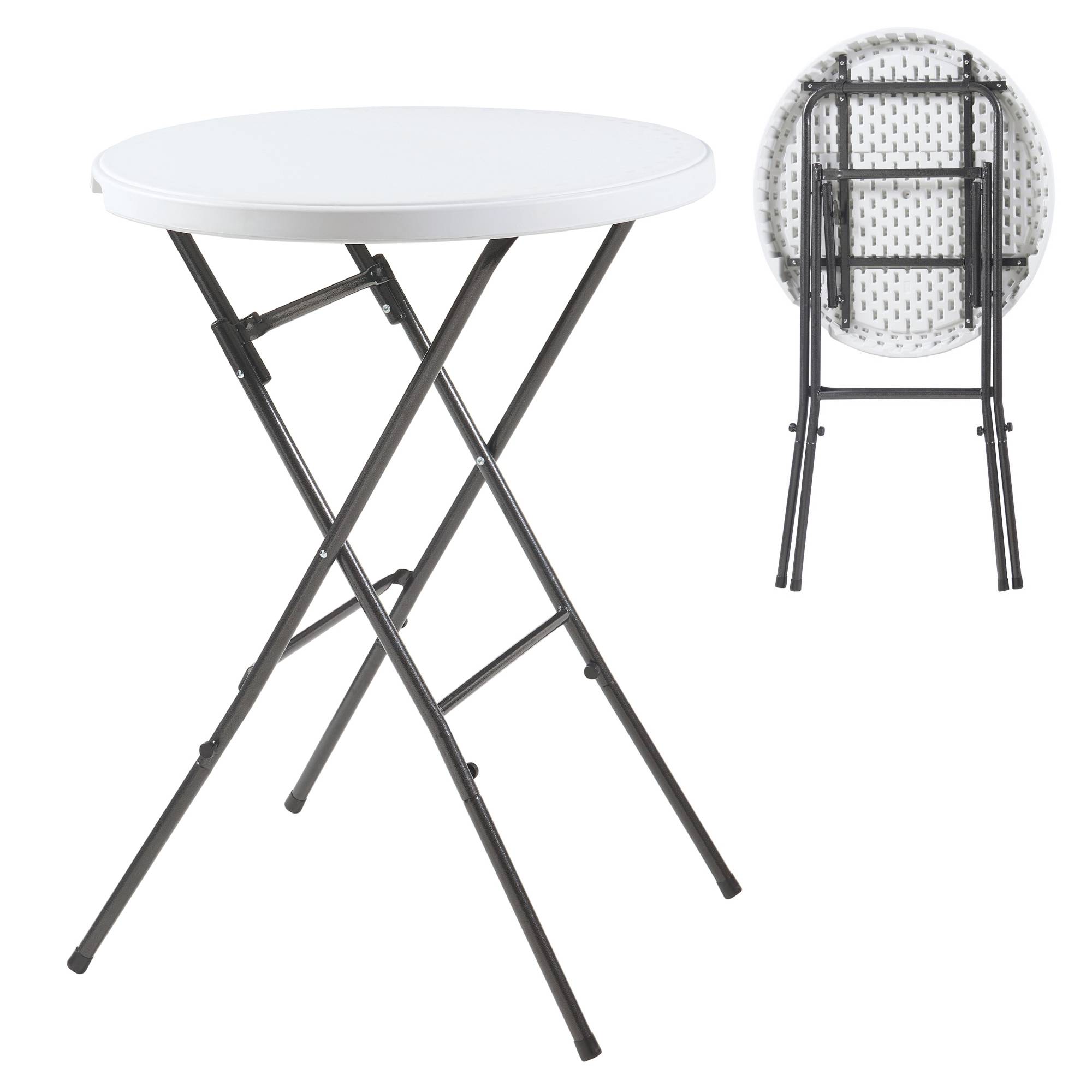 Table haute pliante Ljusnarsberg avec plateau rond 80 x 110 cm blanc [en.casa] - Imagen 1