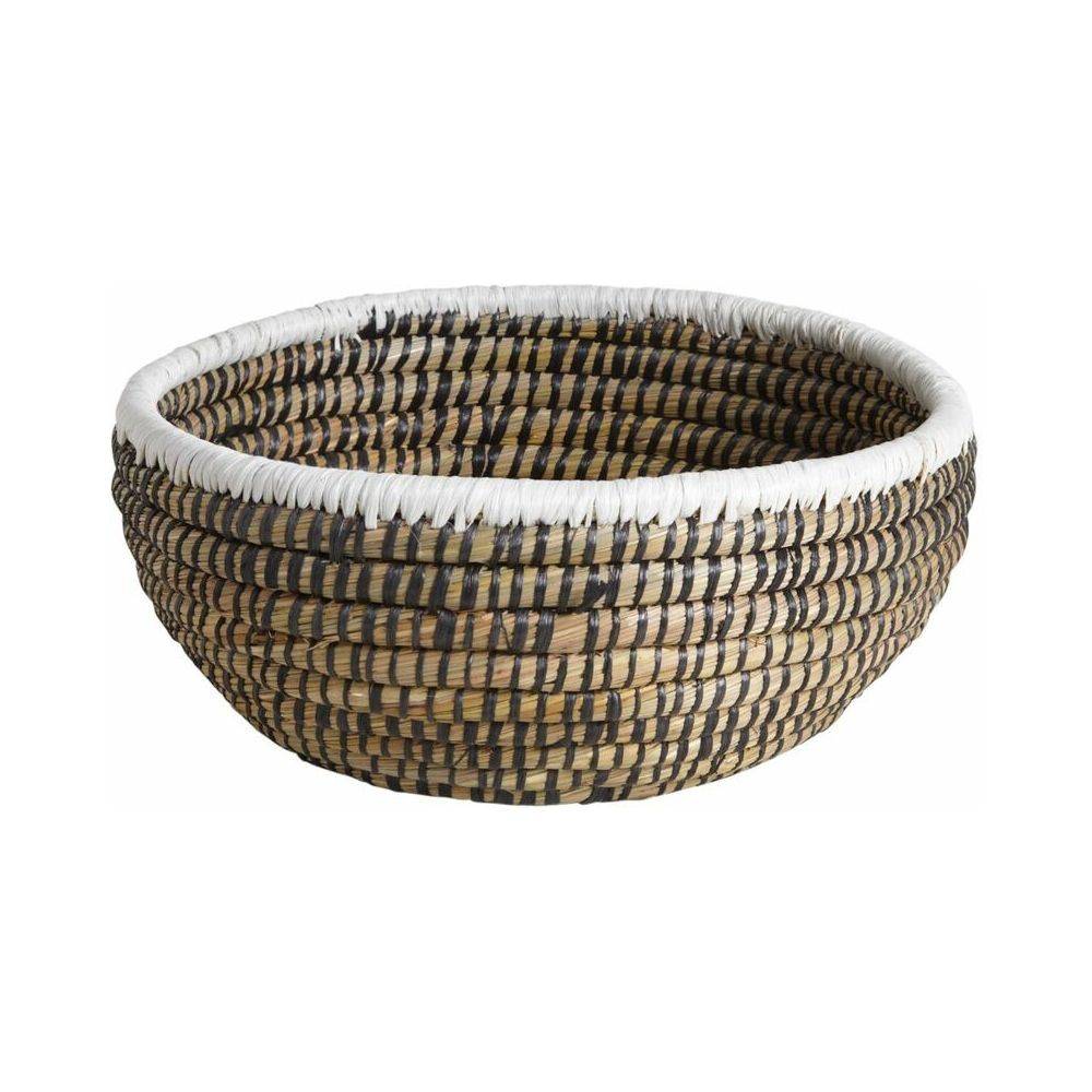 Aubry Gaspard - Corbeilles rondes en jonc naturelles, noires et blanches (lot de 3) - Imagen 2