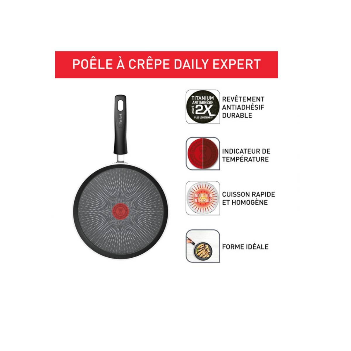 Crêpière anti-adhésive 25 cm rouge C2893802 Tefal - Imagen 5